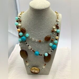 Long Boho Three Strand Necklace